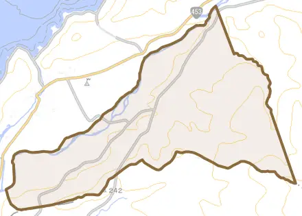 字立香とその周辺の地図。町の範囲を重ねている