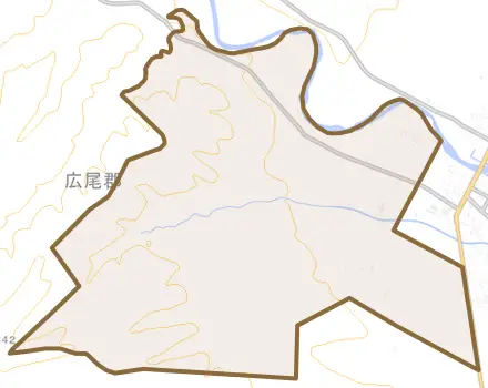 字振別とその周辺の地図。町の範囲を重ねている