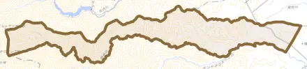 字拓進とその周辺の地図。町の範囲を重ねている