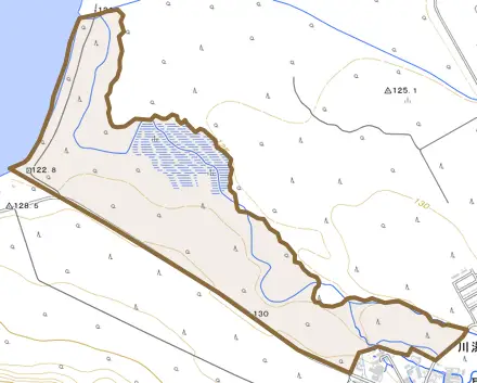 字跡佐登とその周辺の地図。町の範囲を重ねている