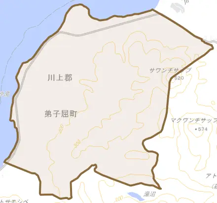 字美留和とその周辺の地図。町の範囲を重ねている