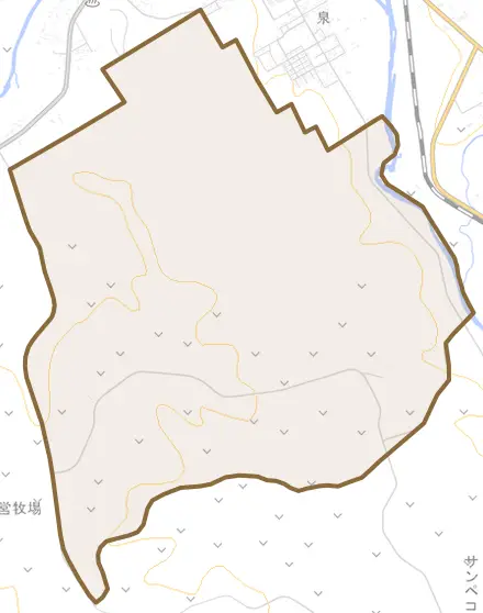 字鐺別とその周辺の地図。町の範囲を重ねている