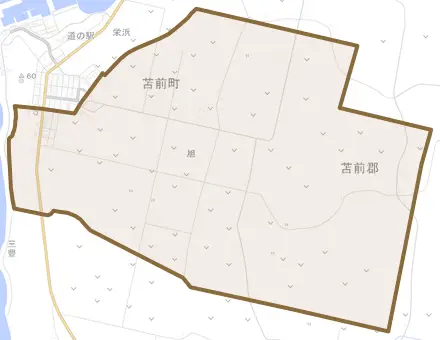 字旭とその周辺の地図。町の範囲を重ねている