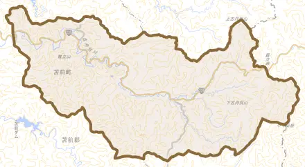 字霧立とその周辺の地図。町の範囲を重ねている
