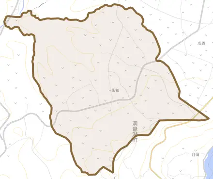 花和とその周辺の地図。町の範囲を重ねている