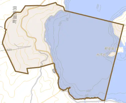 月浦とその周辺の地図。町の範囲を重ねている