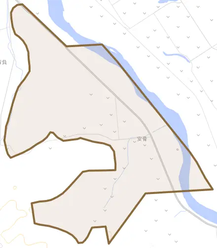 安骨とその周辺の地図。町の範囲を重ねている