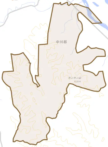 背負とその周辺の地図。町の範囲を重ねている