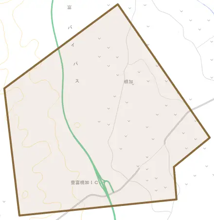 字幌加とその周辺の地図。町の範囲を重ねている