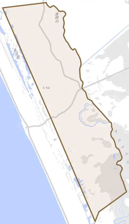 字豊徳とその周辺の地図。町の範囲を重ねている