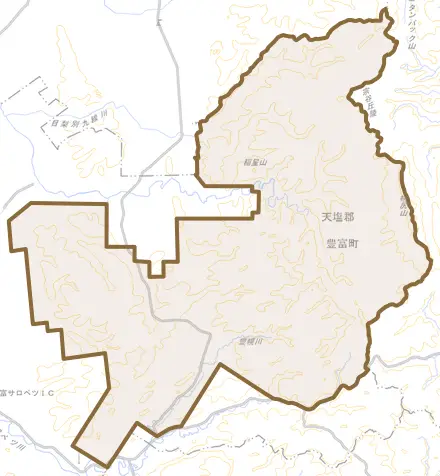 字豊幌とその周辺の地図。町の範囲を重ねている