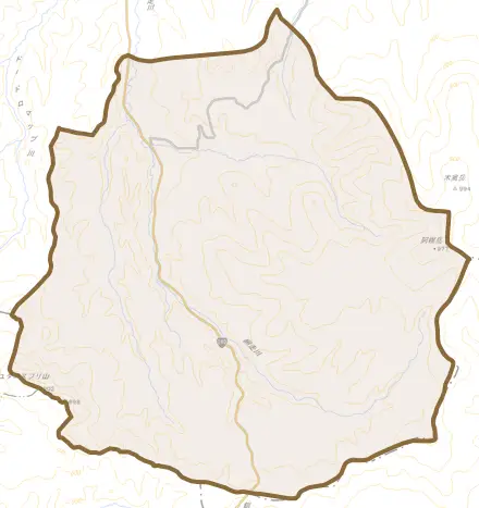 字相生とその周辺の地図。町の範囲を重ねている