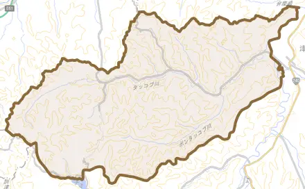 字最上とその周辺の地図。町の範囲を重ねている