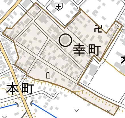 字幸町とその周辺の地図。町の範囲を重ねている