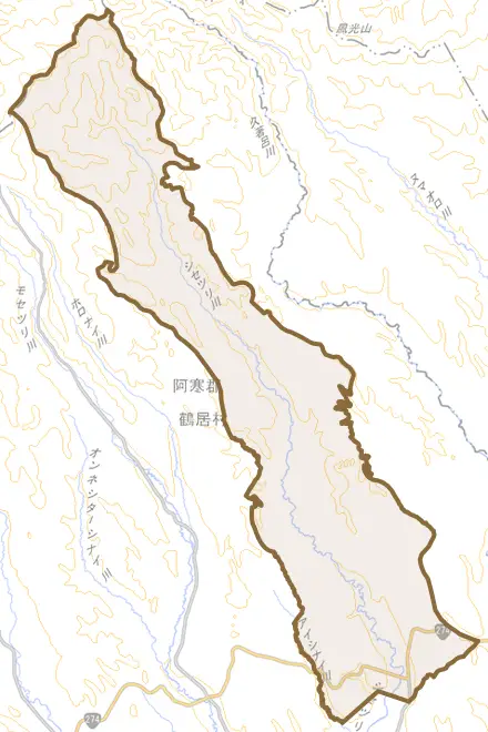 字支雪裡とその周辺の地図。町の範囲を重ねている