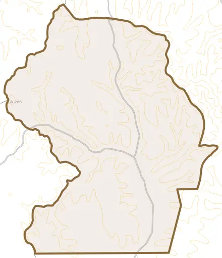 字幾千世とその周辺の地図。町の範囲を重ねている