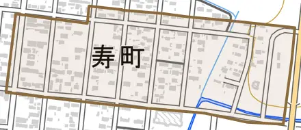 字寿町とその周辺の地図。町の範囲を重ねている