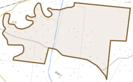 字統太とその周辺の地図。町の範囲を重ねている