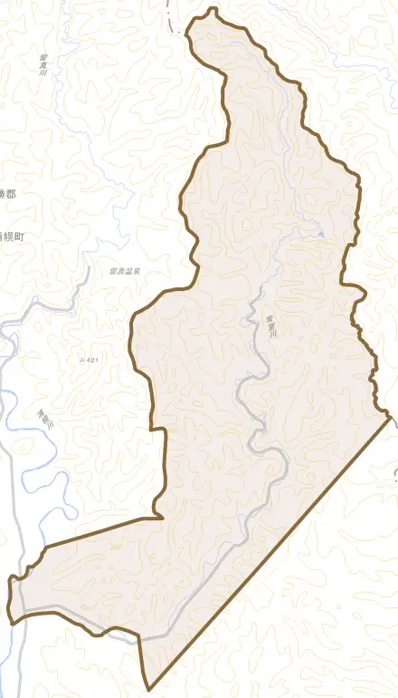 字常室とその周辺の地図。町の範囲を重ねている