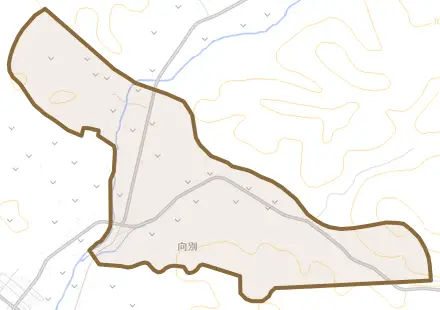 字向別とその周辺の地図。町の範囲を重ねている
