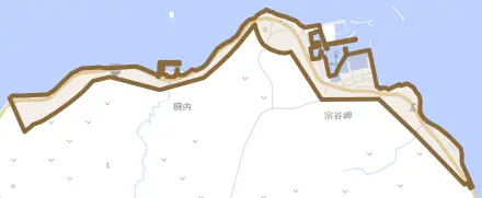 宗谷岬とその周辺の地図。町の範囲を重ねている