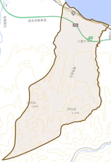 浜松とその周辺の地図。町の範囲を重ねている