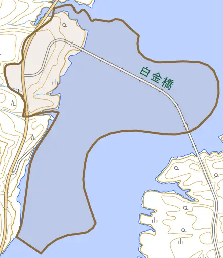 鹿島明石町とその周辺の地図。町の範囲を重ねている