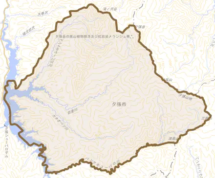 鹿島白金とその周辺の地図。町の範囲を重ねている