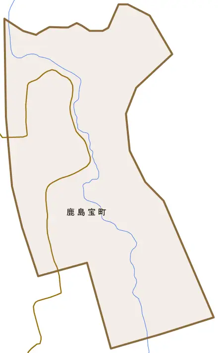 鹿島宝町とその周辺の地図。町の範囲を重ねている