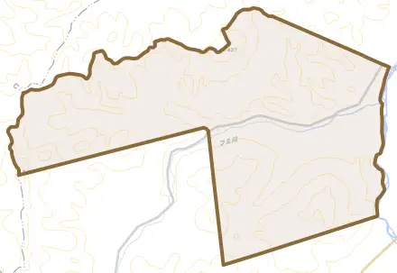 富美とその周辺の地図。町の範囲を重ねている