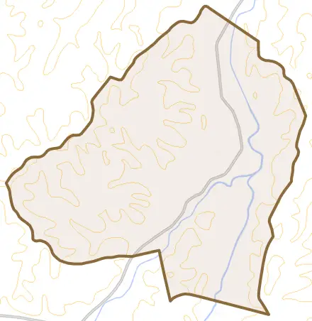 上芭露とその周辺の地図。町の範囲を重ねている