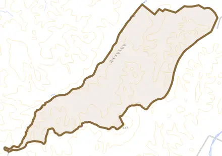 緑蔭とその周辺の地図。町の範囲を重ねている