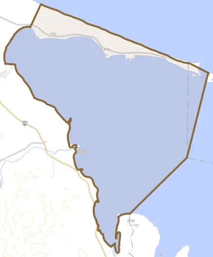登栄床とその周辺の地図。町の範囲を重ねている