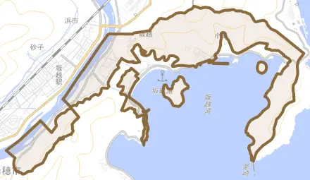 坂越とその周辺の地図。町の範囲を重ねている