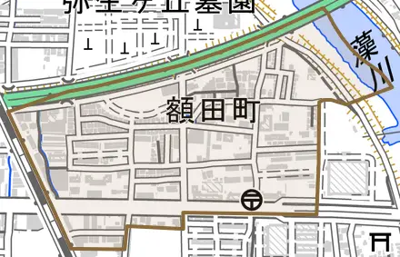 額田町とその周辺の地図。町の範囲を重ねている