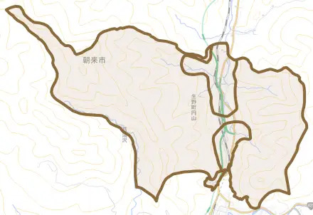 生野町円山とその周辺の地図。町の範囲を重ねている