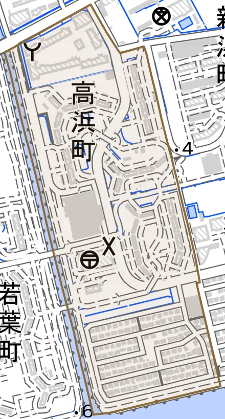 高浜町とその周辺の地図。町の範囲を重ねている