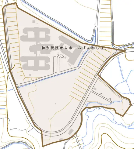 野島貴船とその周辺の地図。町の範囲を重ねている