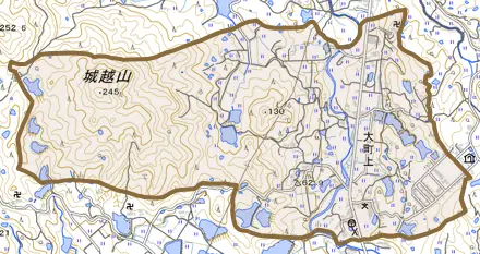 大町上とその周辺の地図。町の範囲を重ねている