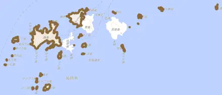 家島町真浦とその周辺の地図。町の範囲を重ねている