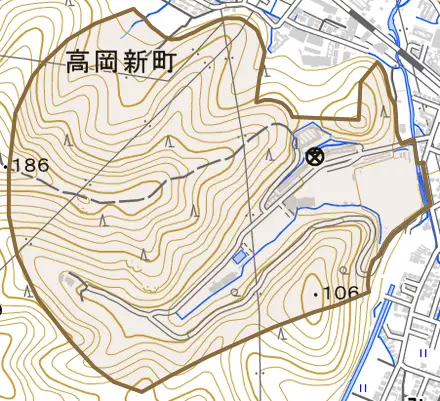 今宿とその周辺の地図。町の範囲を重ねている