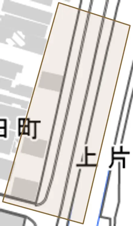 上片町とその周辺の地図。町の範囲を重ねている