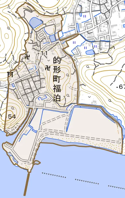 的形町福泊とその周辺の地図。町の範囲を重ねている