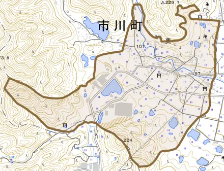 奥とその周辺の地図。町の範囲を重ねている