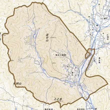 清水とその周辺の地図。町の範囲を重ねている