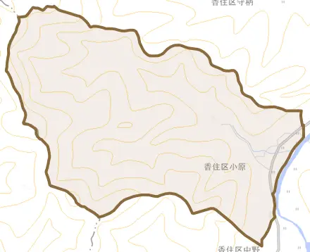 香住区小原とその周辺の地図。町の範囲を重ねている
