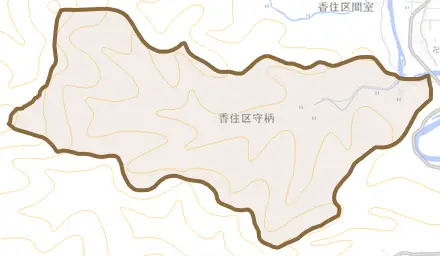 香住区守柄とその周辺の地図。町の範囲を重ねている