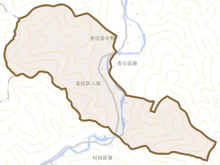 香住区八原とその周辺の地図。町の範囲を重ねている