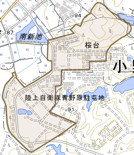 桜台とその周辺の地図。町の範囲を重ねている