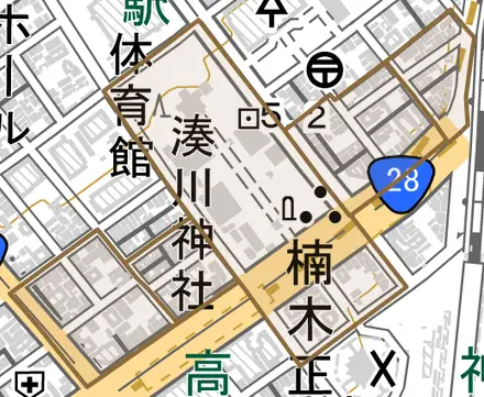 多聞通とその周辺の地図。町の範囲を重ねている